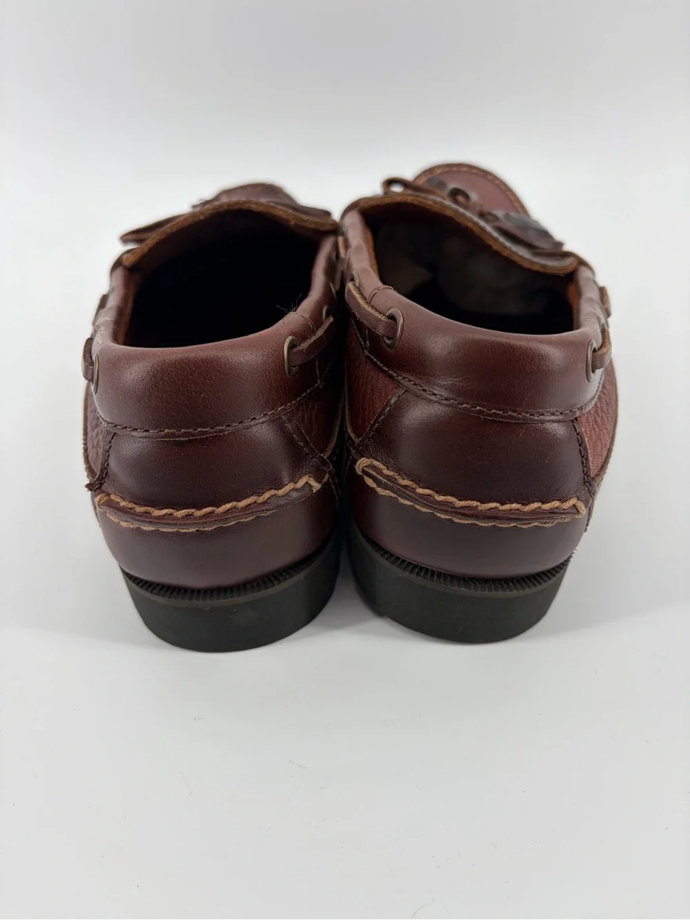Sperry Top Siders Leather Brown Loafers Tassels Slip On Boat Shoes, Men Size 9.5